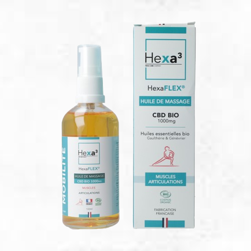 Hexa³ – Huile de Massage HexaFLEX® CBD BIO 1000mg